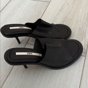 Zara Black Slip-On Heels